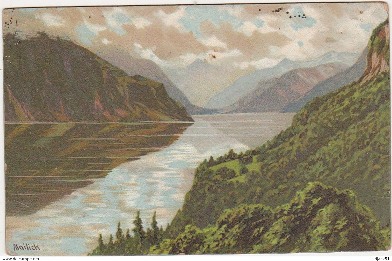 Illustrateur : Mailick , Alfred / Paysage (Fjord) / Carte Précurseur 1904 - Mailick, Alfred