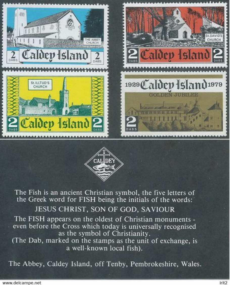 Great Britain,WALES - CALDEY ISLAND - 1976 Cinderella - Christian Monuments,  Never Hinged, Complete Series - Cinderellas