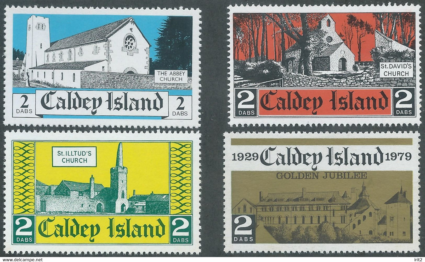 Great Britain,WALES - CALDEY ISLAND - 1976 Cinderella - Christian Monuments,  Never Hinged, Complete Series - Cinderellas