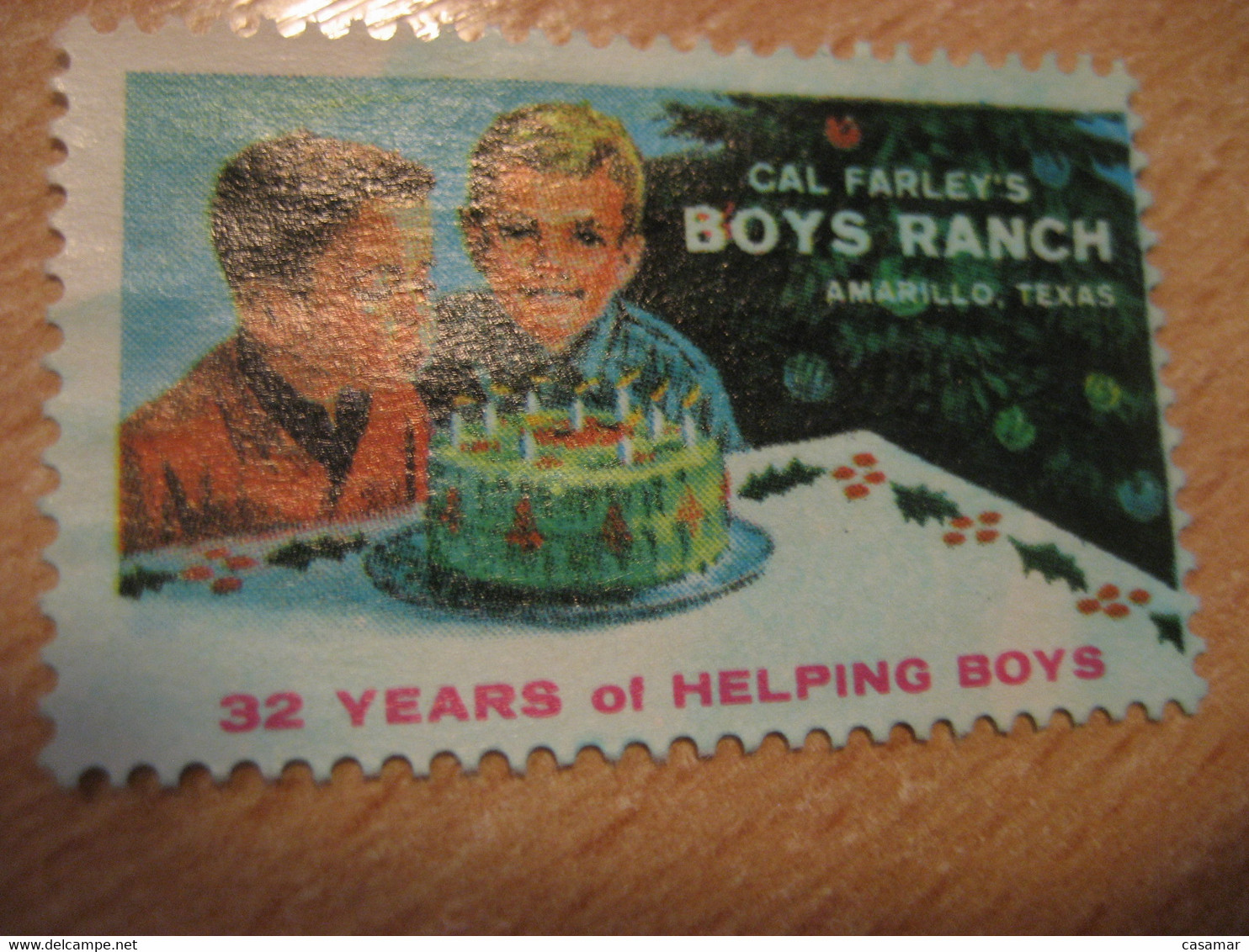 Child Birthday Cake Amarillo Texas Cal Farley's Boys Ranch Poster Stamp Vignette USA Label - Ohne Zuordnung