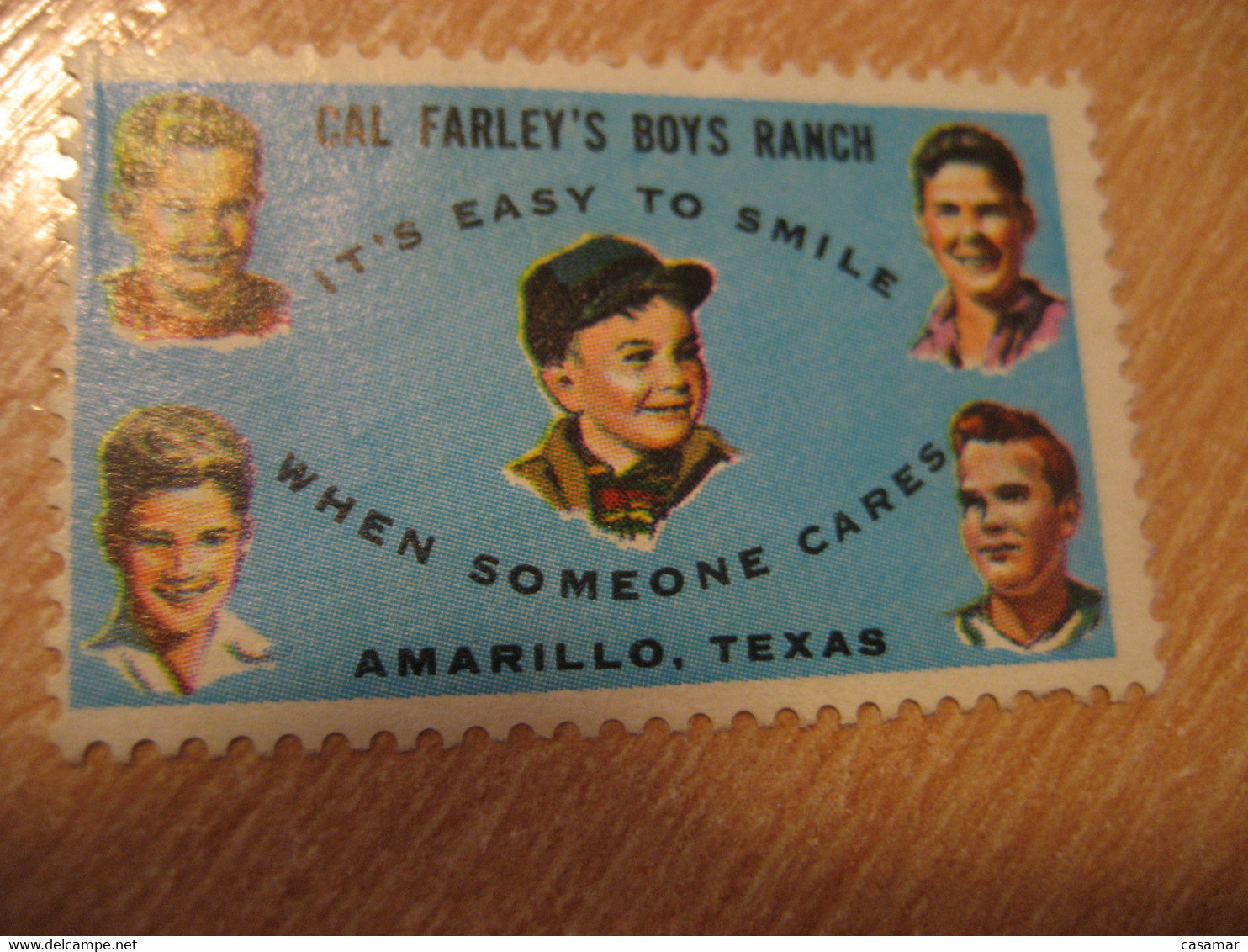 Smile Child Amarillo Texas Cal Farley's Boys Ranch Poster Stamp Vignette USA Label - Ohne Zuordnung