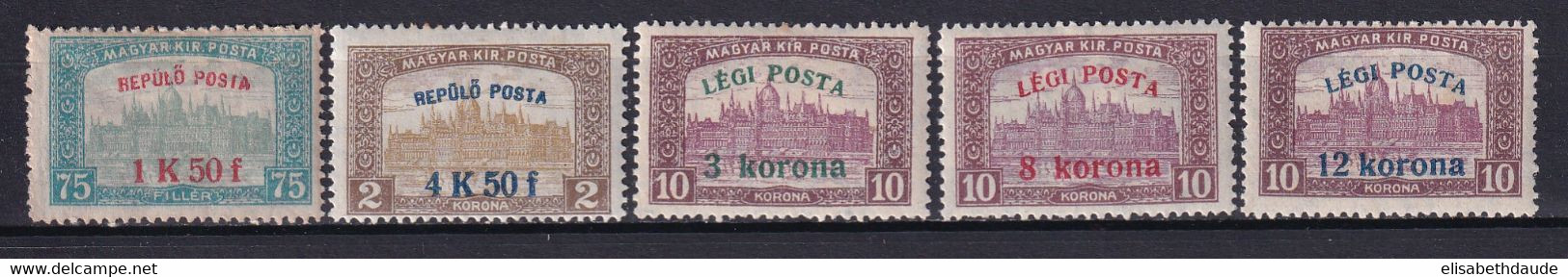 HONGRIE - 1918/1920 - POSTE AERIENNE - YVERT N° 1/5 * MH - COTE = 47.5 EUROS - Unused Stamps