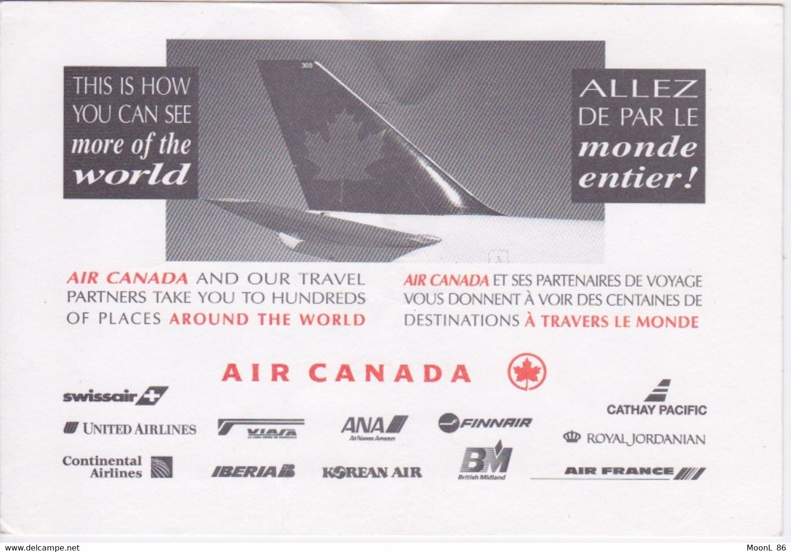 CANADA - TICKET  TRANSPORT EMBARQUEMENT AVION AIR CANADA - AEROPORT MIRABEL PARIS CDG - Monde