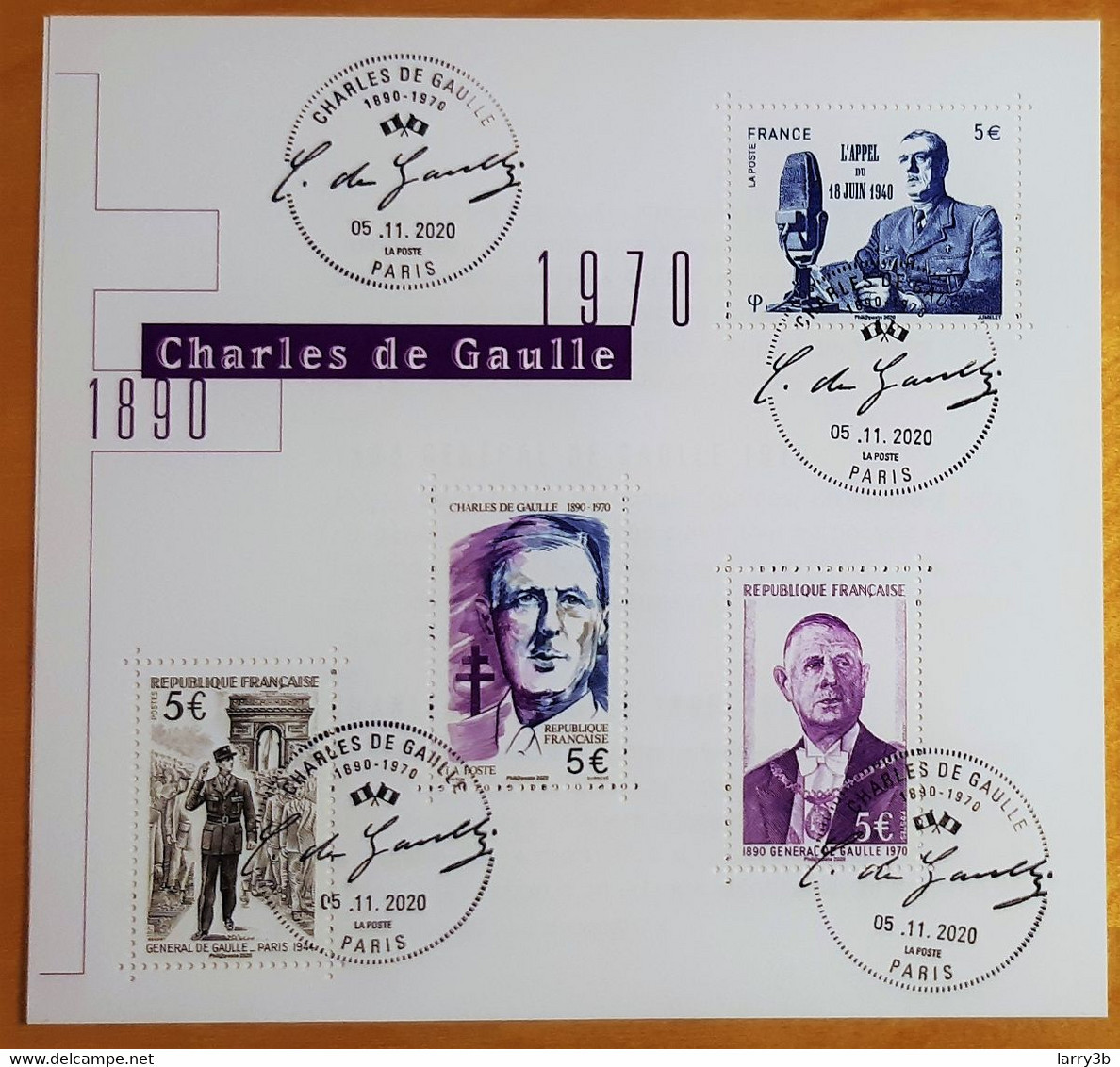 FRANCE 2020 BLOC FEUILLET "CHARLES DE GAULLE 1890 - 1970 GÉNÉRAL DE GAULLE" - OBLITERE 1er JOUR 05.11.2020 - Gebraucht