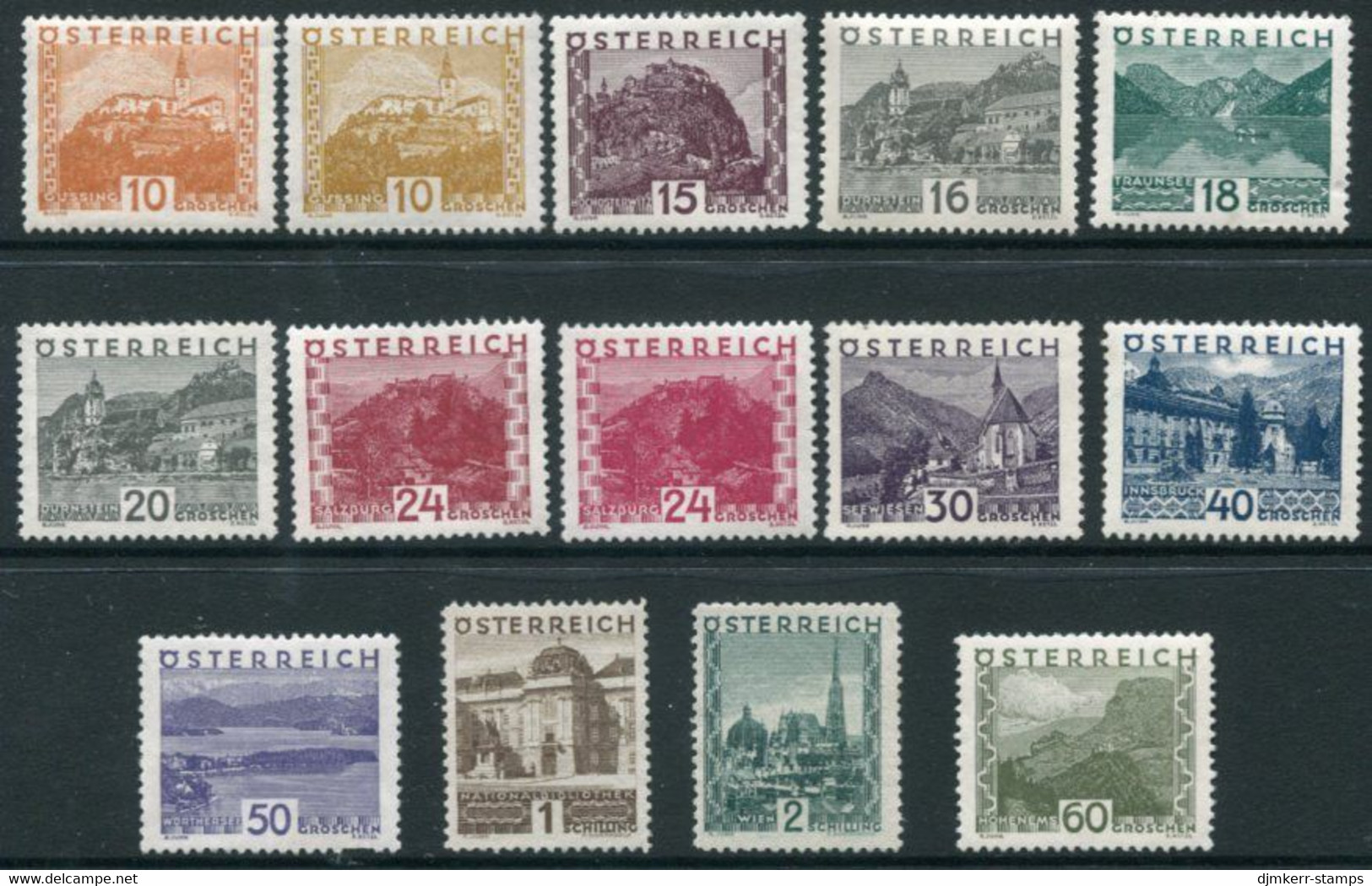 AUSTRIA 1929-30 Landscape Definitive Set MNH / **.  Michel 498-511 - Nuovi