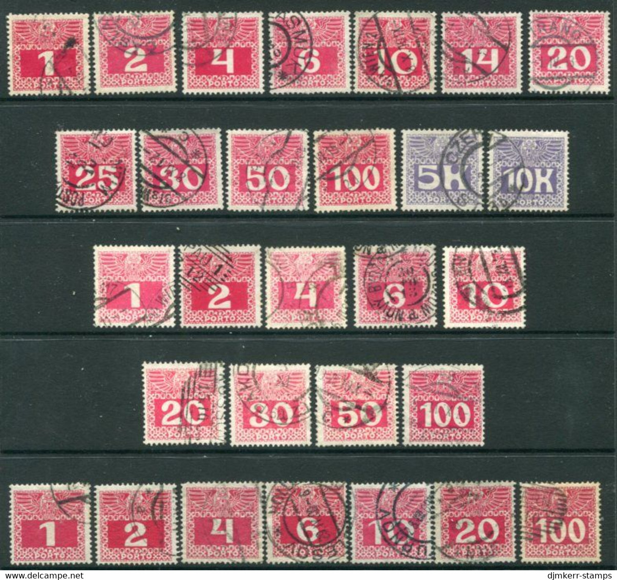 AUSTRIA 1908-13 Postage Due Complete Set On All Three Papers Used. Michel Porto 34-46x,y,z - Portomarken