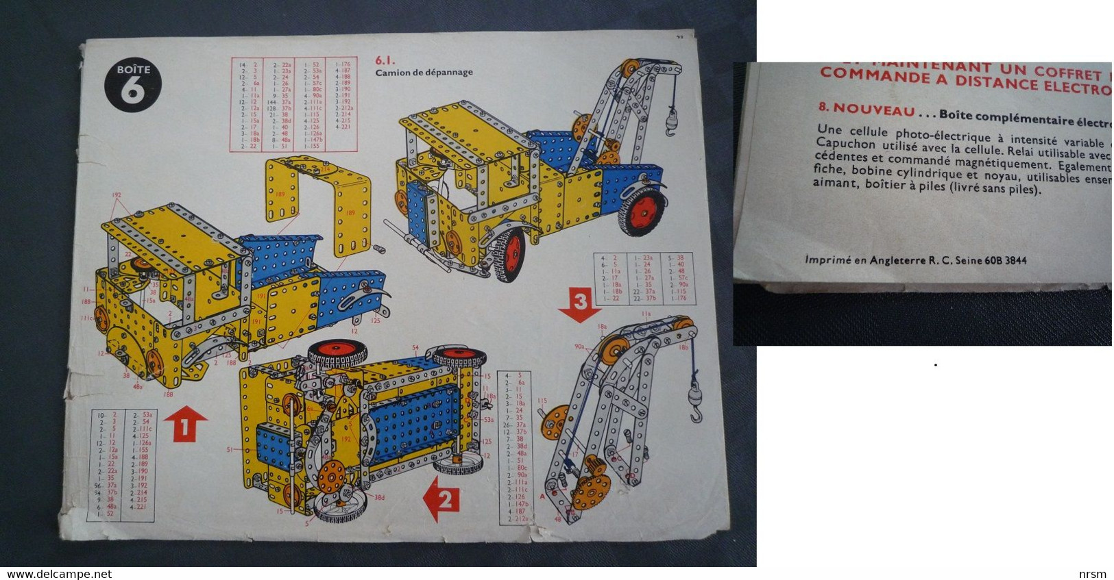 MECCANO / Lot de 20 manuels + 7 enveloppes de correspondance