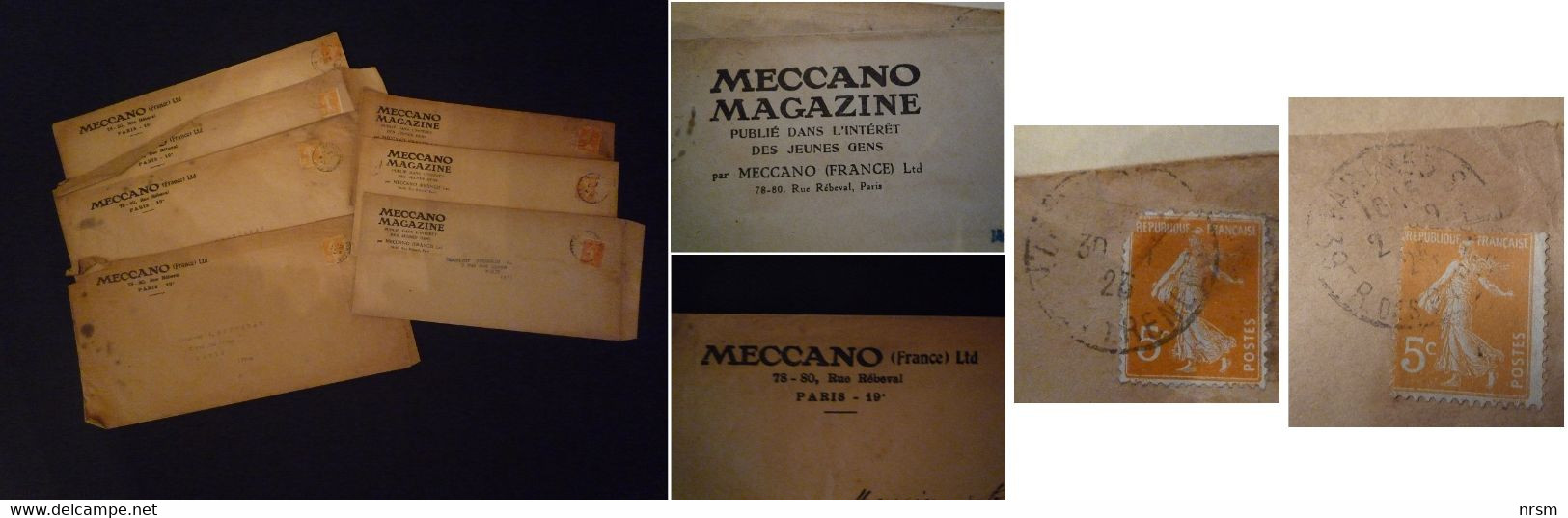 MECCANO / Lot de 20 manuels + 7 enveloppes de correspondance