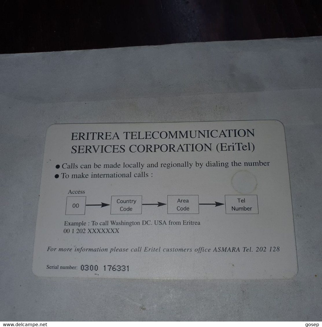 ERITREA-(ER-ERI-003)Three Seasons In Two Hours-The Rock-(New Logo)-(0300-176331)-(11)-chip Used Card - Eritrea