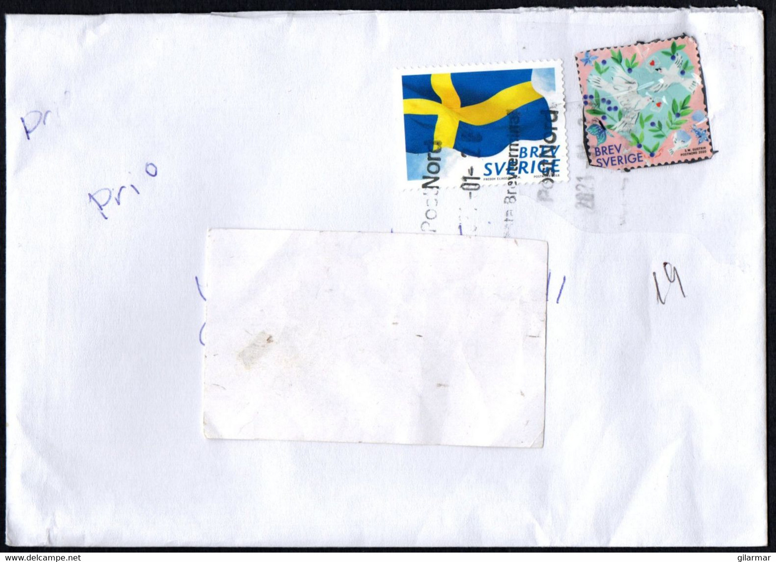 SWEDEN 2021 - MAILED ENVELOPE - SWEDISH FLAG - Brieven En Documenten