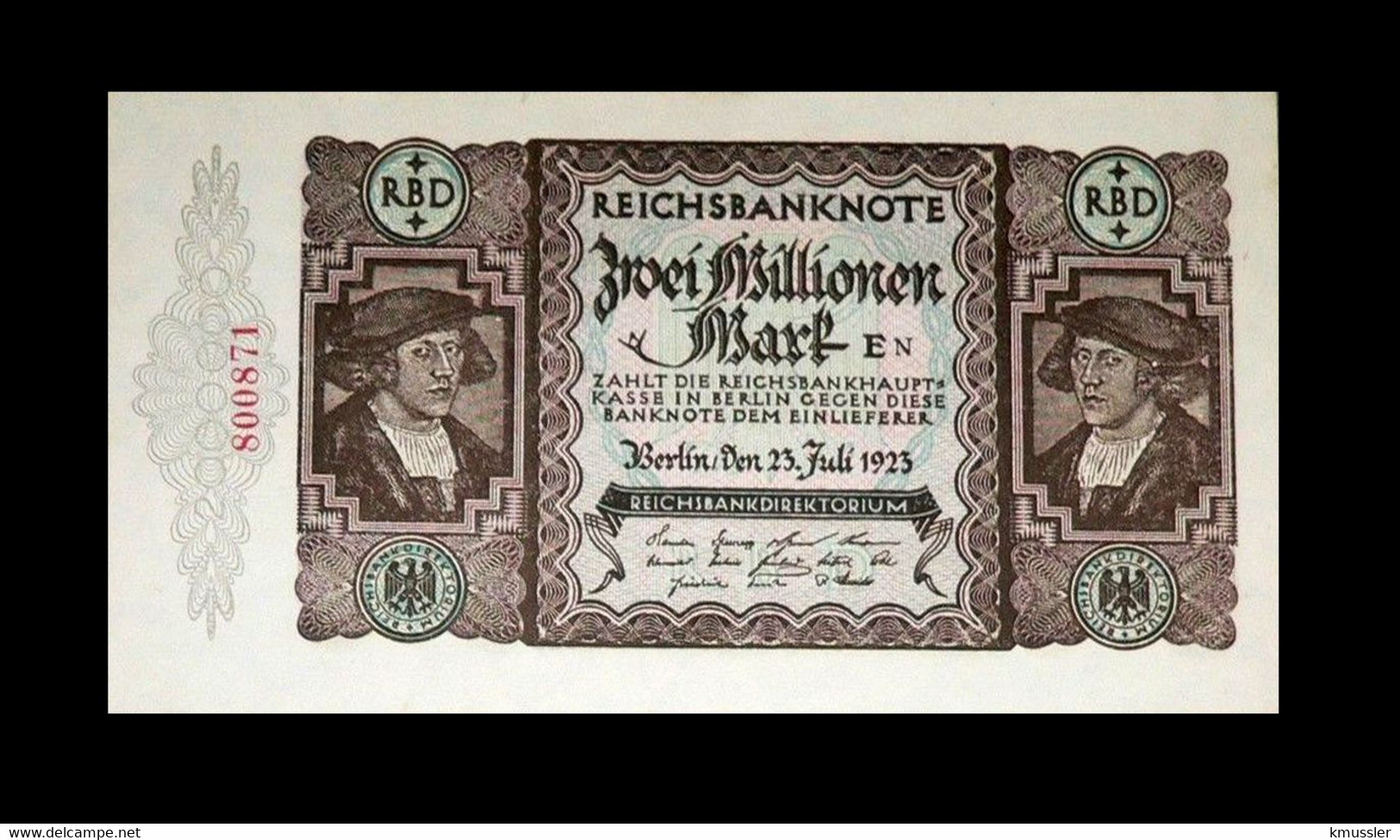 # # # Banknote Germany (Dt. Reich) 2 Mio Mark 1923 UNC # # # - 2 Millionen Mark