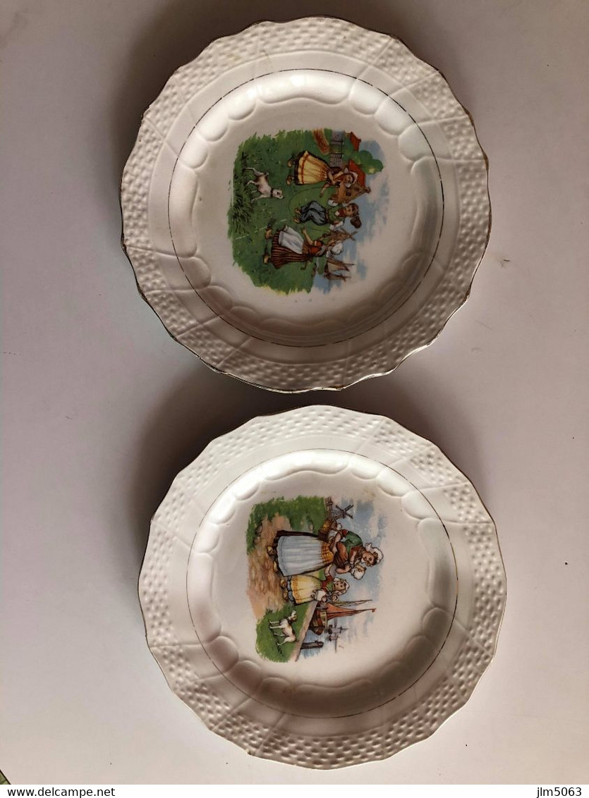 ASSIETTE ANCIENNE MOULIN DES LOUPS ET HAMAGE Lot De 2 - Platos