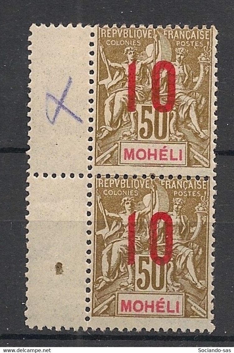 Mohéli - 1912 - N°Yv. 22A** + 22* - Variété Surcharge Espacée Tenant à Normal - Neuf * / MH VF - Unused Stamps