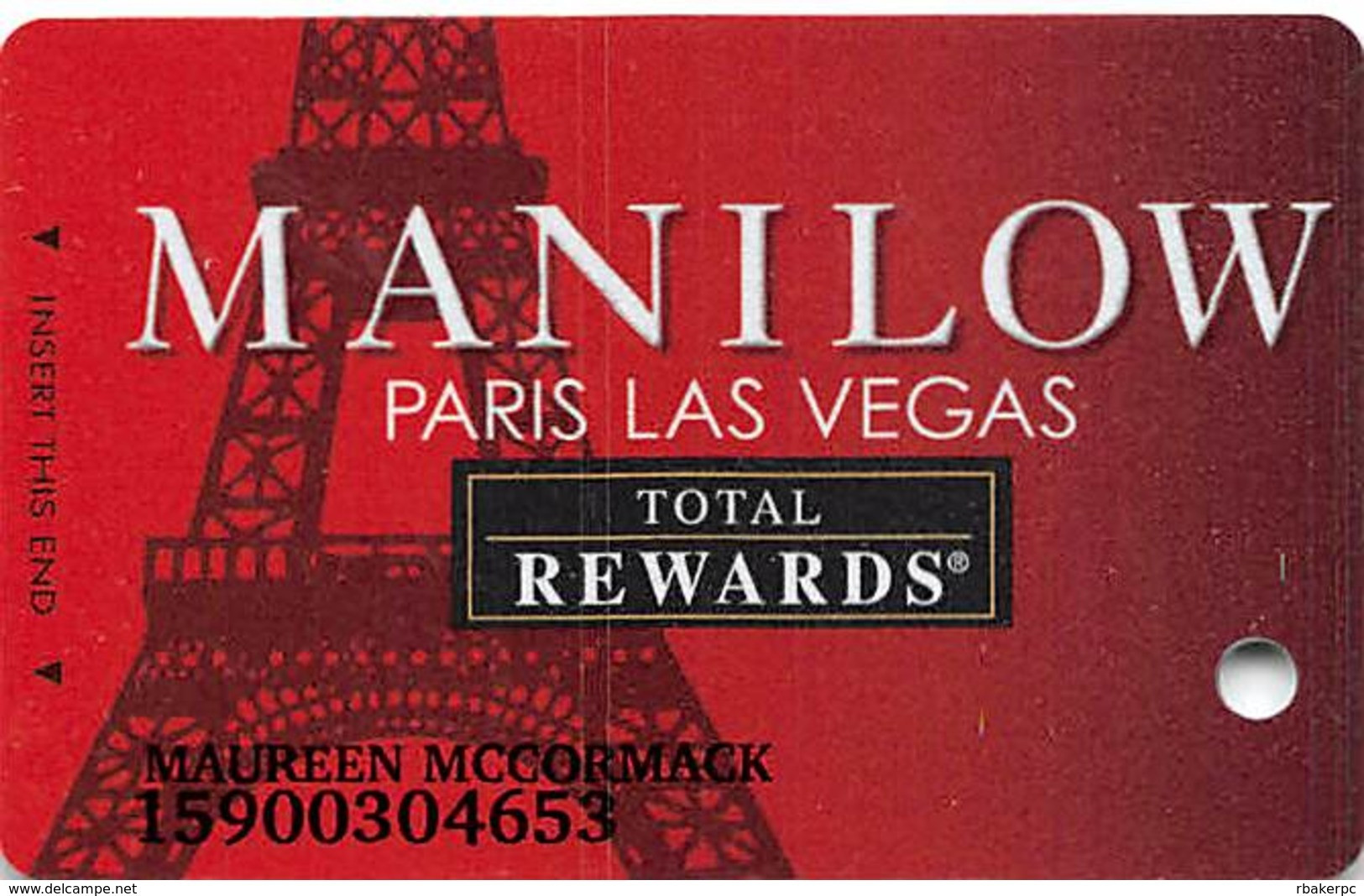 Harrah's Casino Manilow Paris Las Vegas Slot Card - Casinokarten