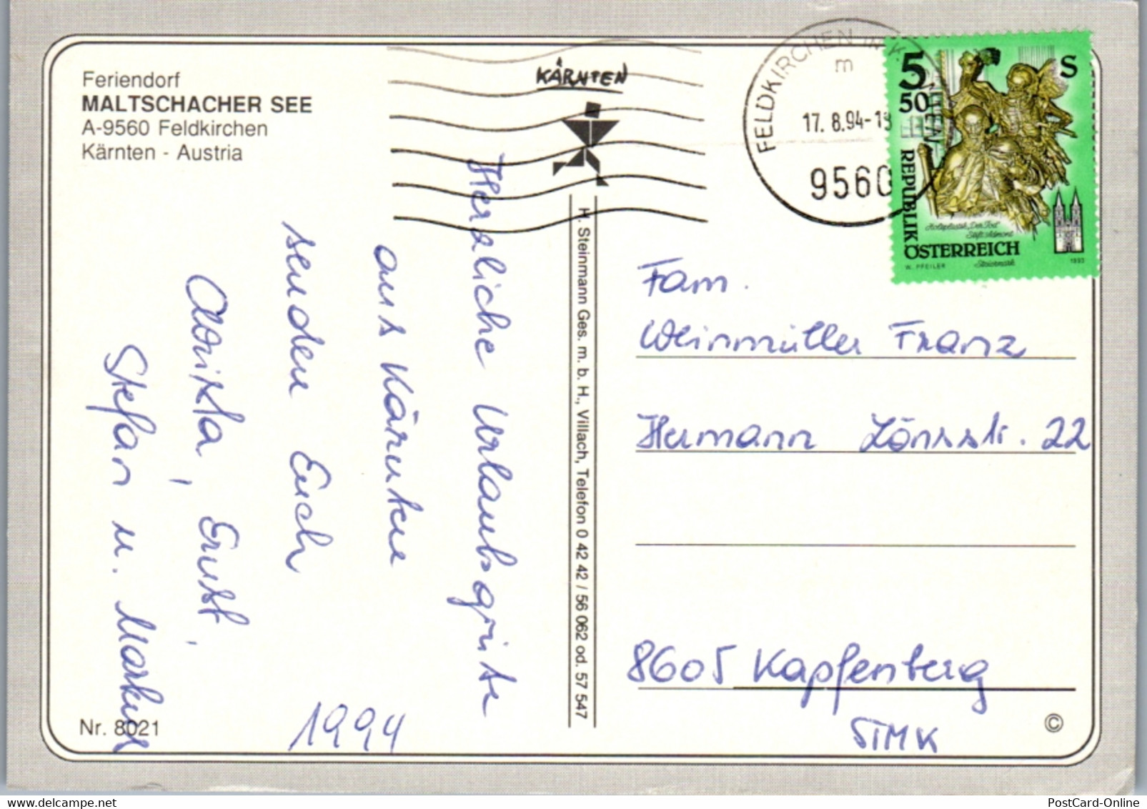 5700 - Kärnten - Feldkirchen , Maltschacher See , Feriendorf - Gelaufen 1994 - Feldkirchen In Kärnten
