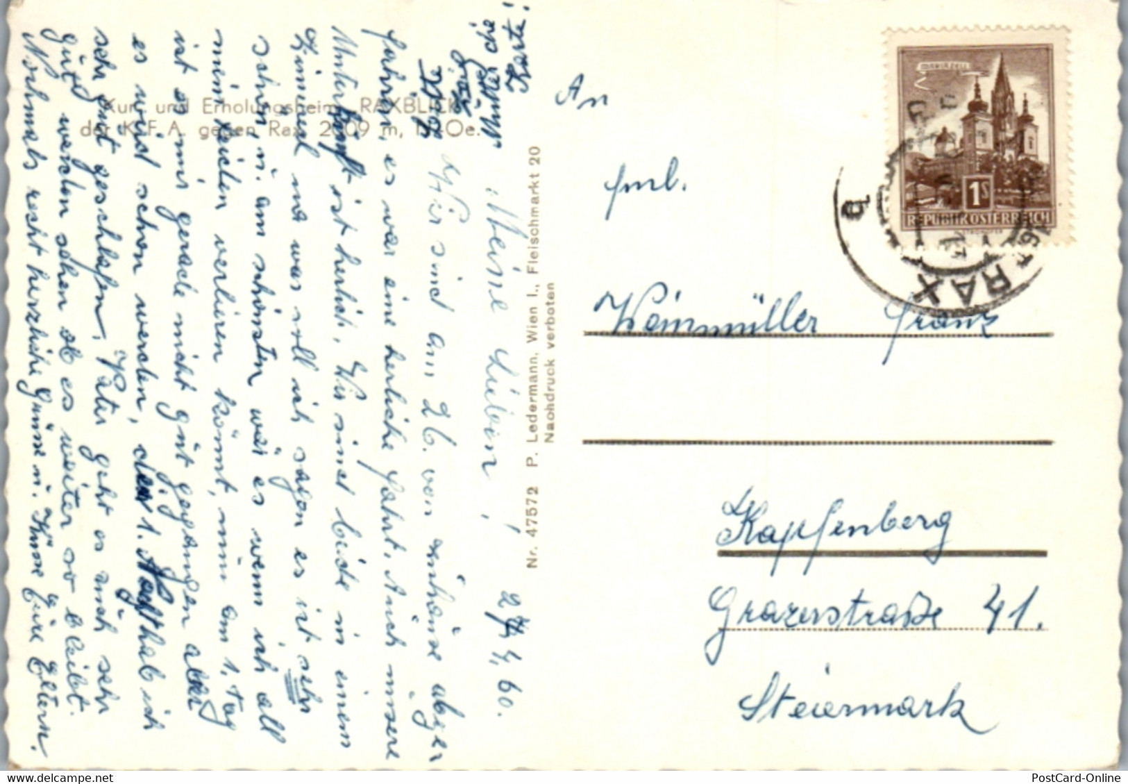 5797 - Niederösterreich - Prein An Der Rax , Erholungsheim Raxblick Gegen Rax - Gelaufen 1960 - Raxgebiet