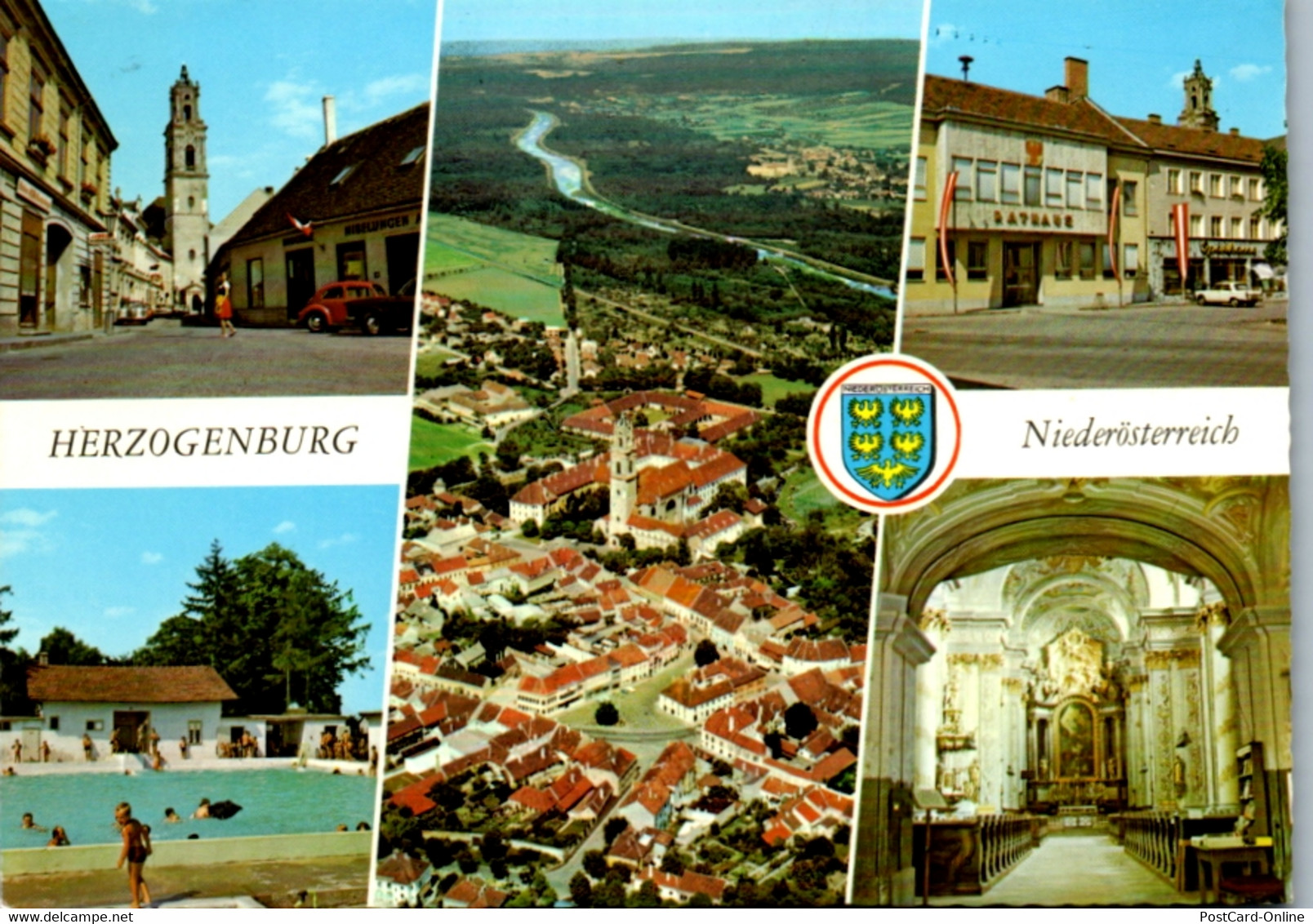 5813 - Niederösterreich - Herzogenburg , Chorherrenstift , Schwimmbad , Rathaus - Gelaufen 1972 - Herzogenburg