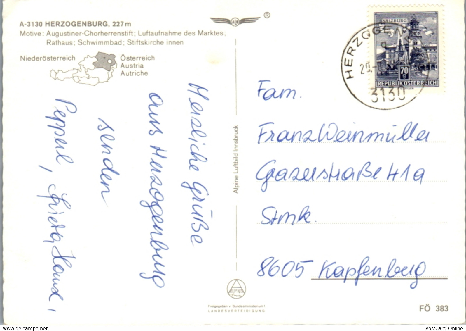 5818 - Niederösterreich - Herzogenburg , Chorherrenstift , Schwimmbad , Rathaus - Gelaufen - Herzogenburg