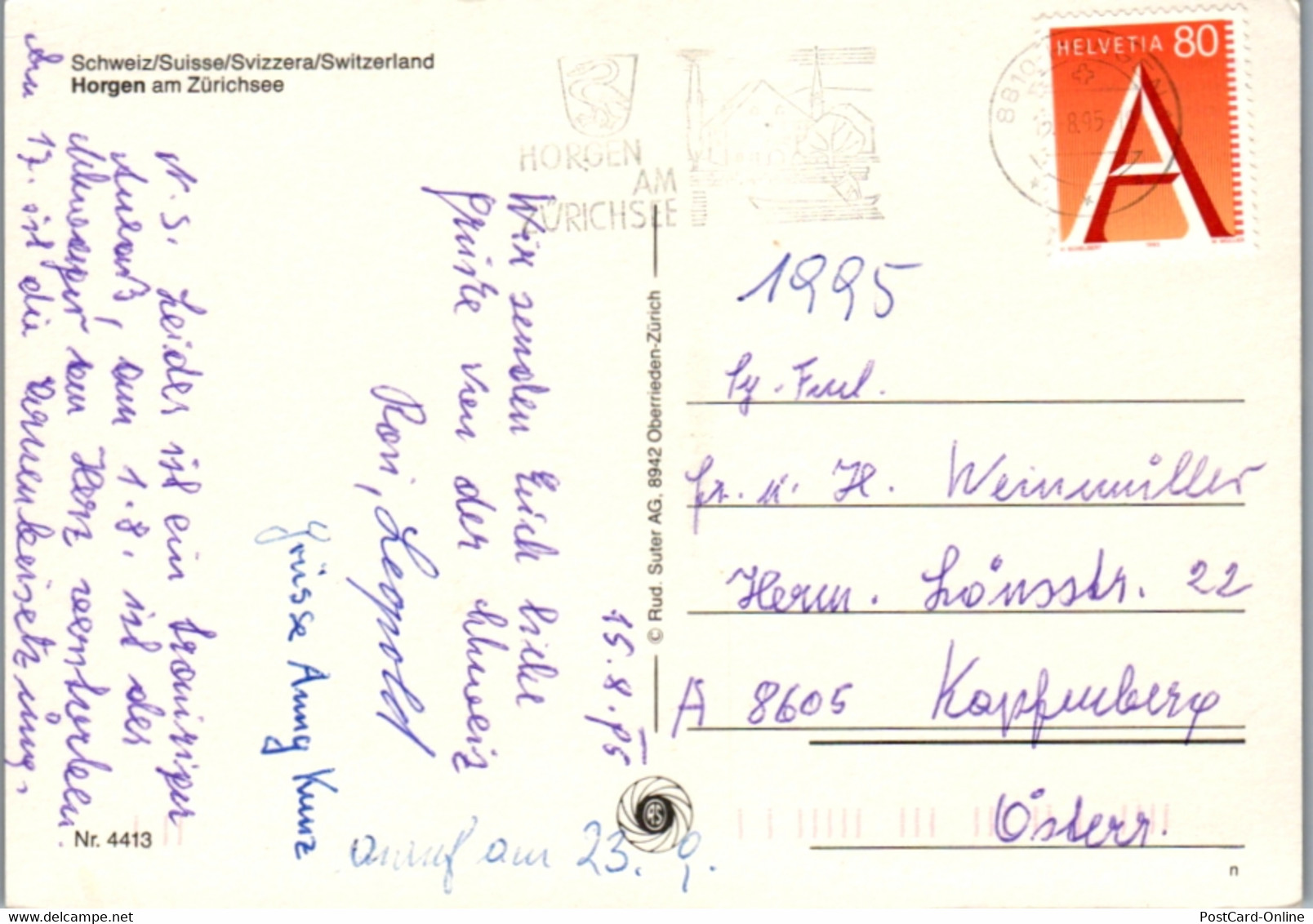 6212 - Schweiz - Horgen Am Zürichsee , Mehrbildkarte - Gelaufen 1995 - Horgen