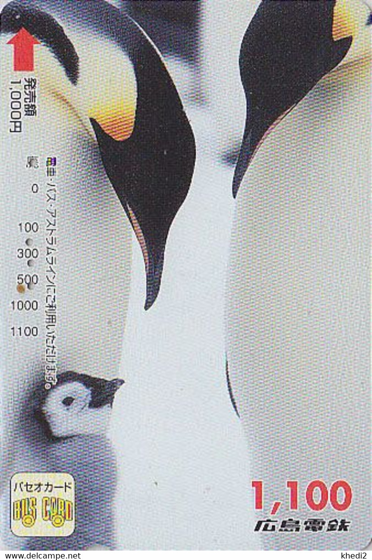 Carte JAPON - ANIMAL - OISEAU - MANCHOT EMPEREUR & Poussin - PENGUIN BIRD JAPAN Prrepaid Bus Card / V 2 -  BE 5421 - Pingouins & Manchots