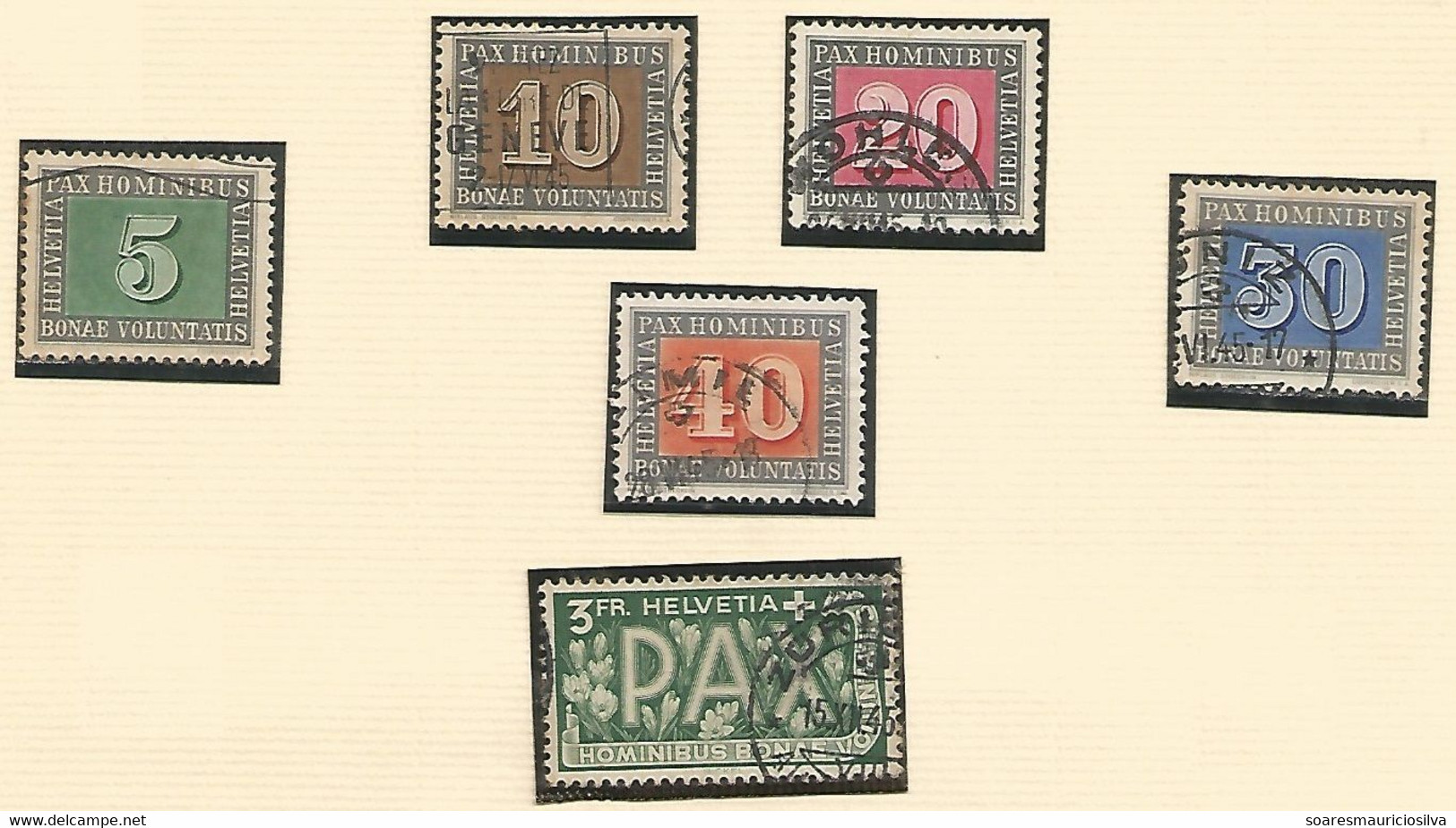 Switzerland Stamp Zumstein 262/266 + 272 World War 2 Armistice Pax Used - Andere & Zonder Classificatie