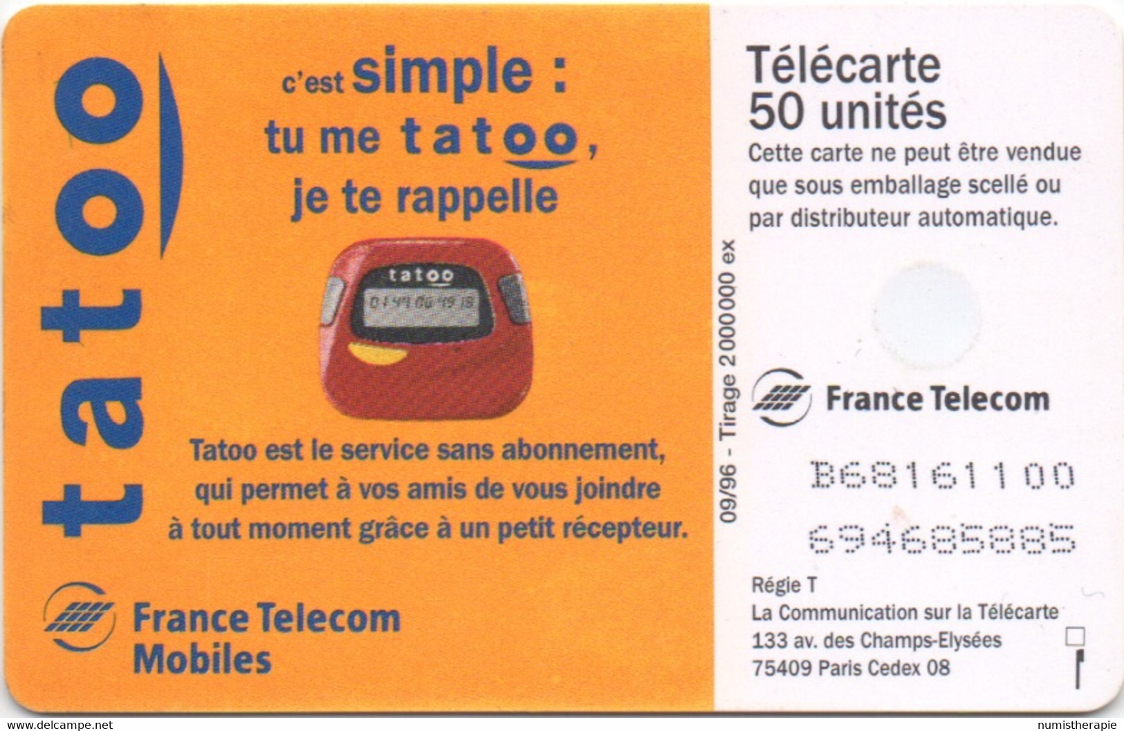 Nouveau Service France Télécom : TATOO 1996 - Telefoon