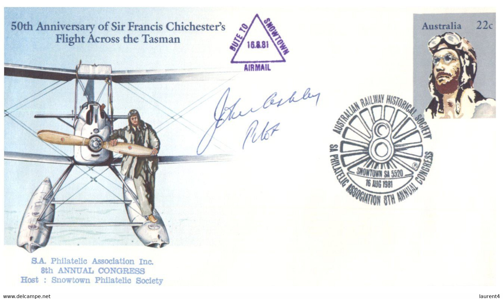 (II [ii] 14) Australia - 1981 - Aviation (1 Signed Cover) (2 Covers)  Chichester's Tasman Flight 50th Ani. - Erst- U. Sonderflugbriefe