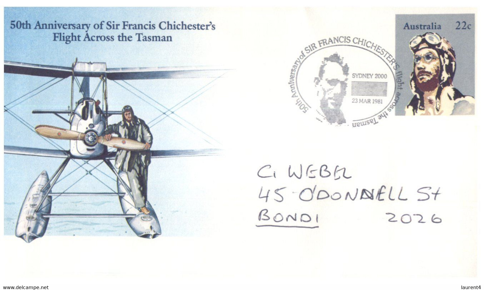 (II [ii] 14) Australia - 1981 - Aviation (1 Signed Cover) (2 Covers)  Chichester's Tasman Flight 50th Ani. - Premiers Vols