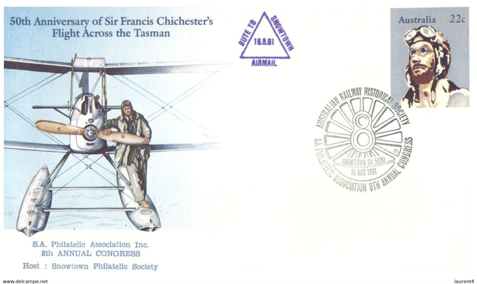 (II [ii] 14) Australia - 1981 - Aviation (2 Covers With Special Postmarks)  Chichester's Tasman Flight 50th Ani. - Primi Voli