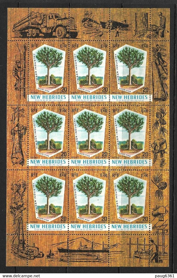 NOUVELLES HEBRIDES 1969  FEUILLET INDUSTRIE DU BOIS-KAORI EMISSION ANGLAISE  YVERT N°281 NEUF MNH** - Blokken & Velletjes