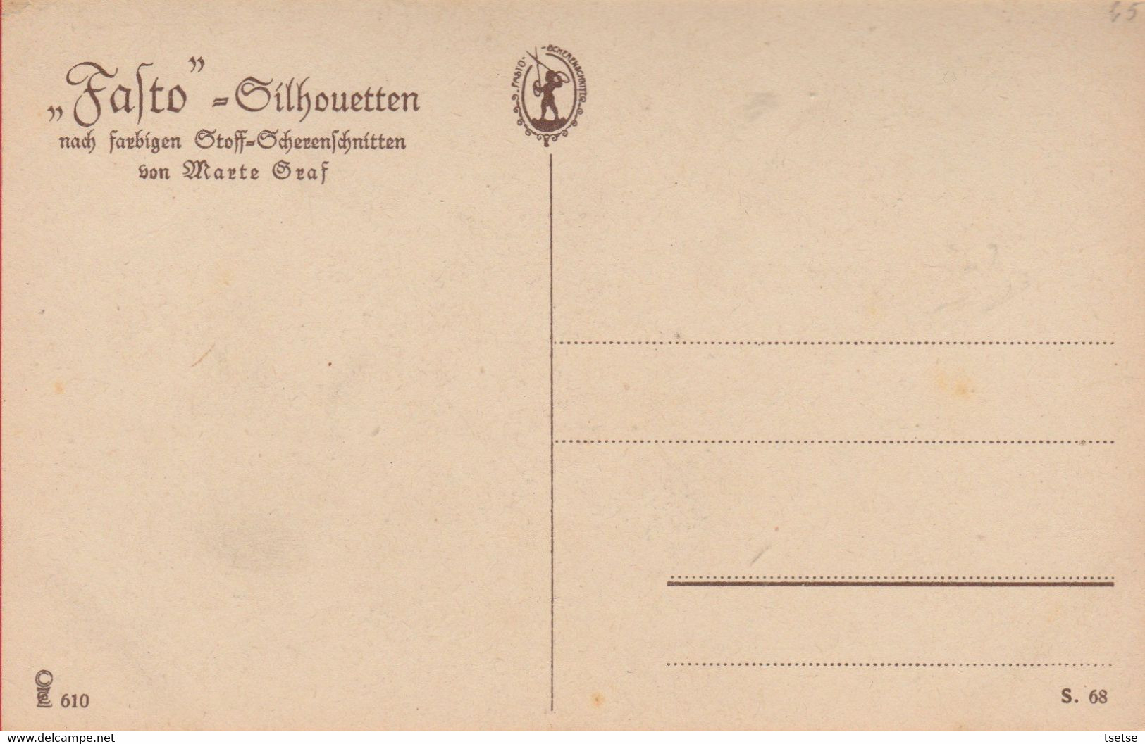 Carte Postale Représentant Une Silhouette - Bielliebchen - 7 ( Voir Verso ) - Scherenschnitt - Silhouette