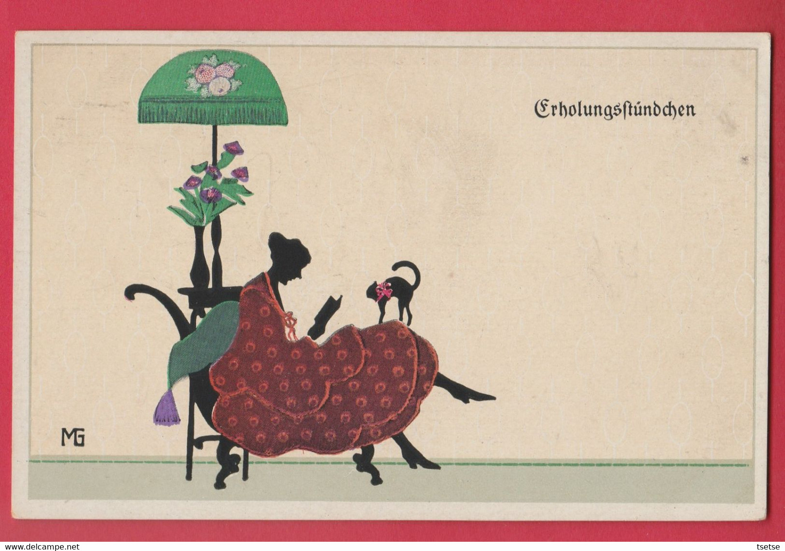 Carte Postale Représentant Une Silhouette - Crholungsftündchen - 9 ( Voir Verso ) - Scherenschnitt - Silhouette