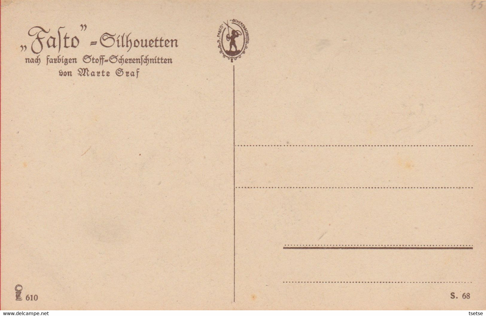 Carte Postale Représentant Une Silhouette - Tyrolienne - 10 ( Voir Verso ) - Scherenschnitt - Silhouette