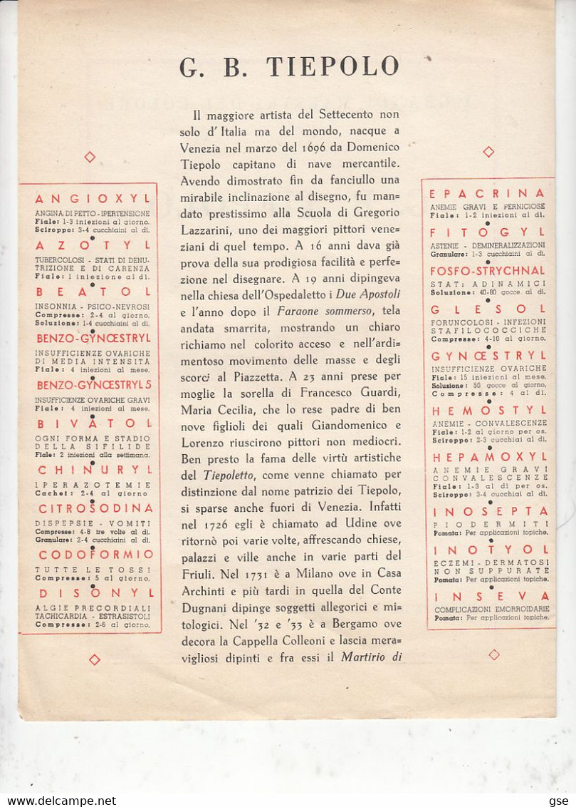RIVISTA MEDICA Con Inclusa  Riproduzione Del Tiepolo - Edizione  Ist.Arti Grafiche - Bergamo - Scientific Texts