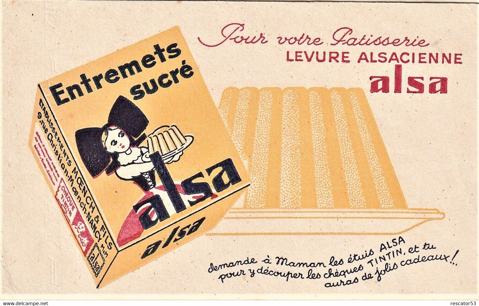 Rare Buvard Entremets Sucrés Alsa - Dulces & Biscochos