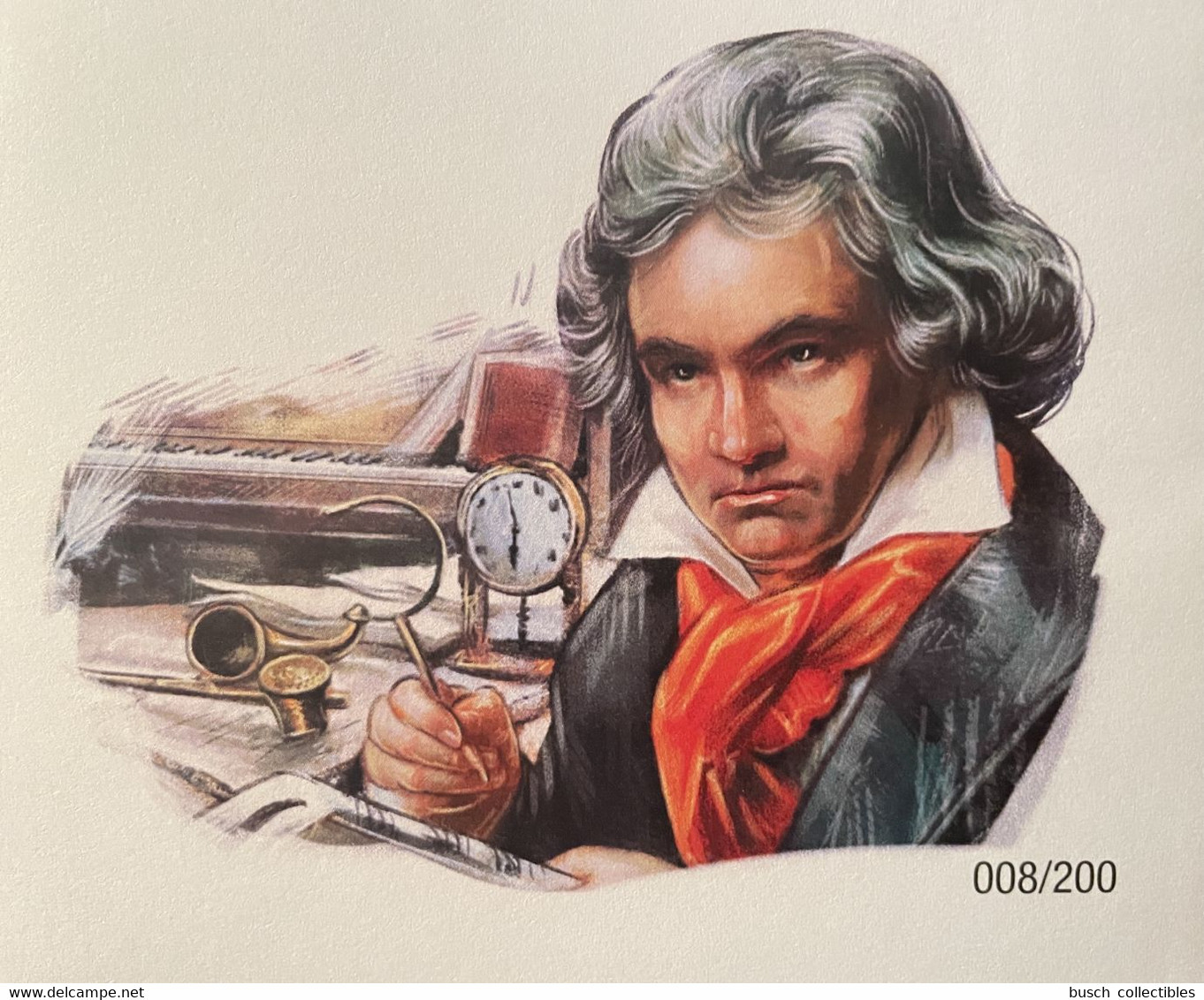 Euro Souvenir Banknote Cover 250. Geburtstag Ludwig Van Beethoven Musik Music Tchad Chad BTHVN Banknotenbrief - Musik