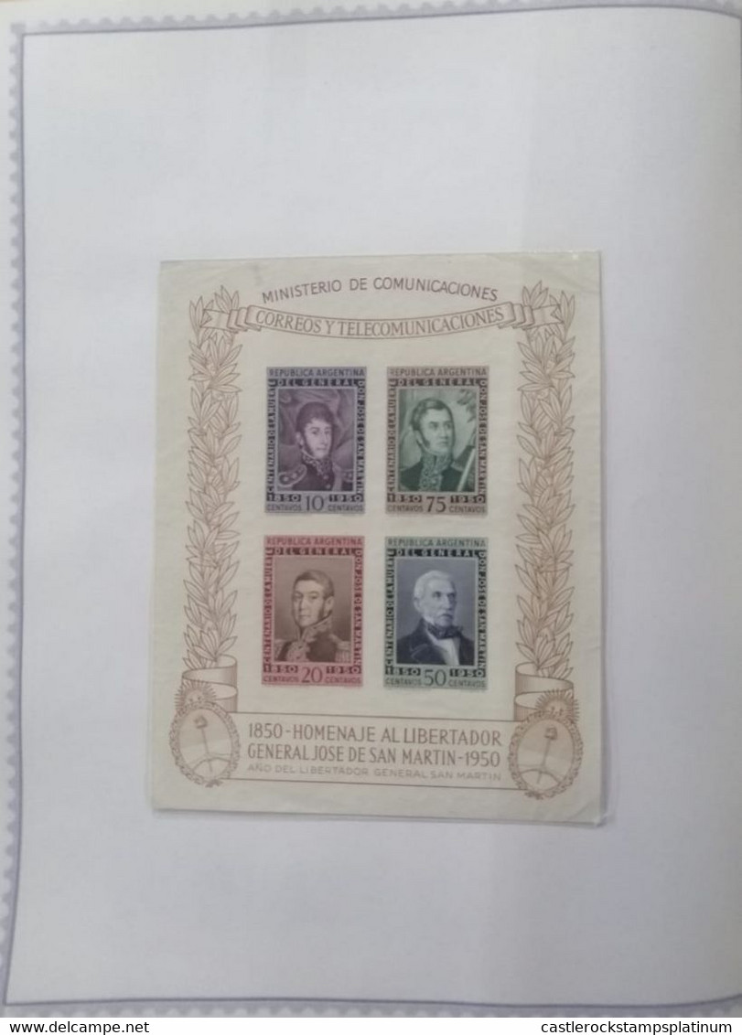 A) 1950, ARGENTINA, TRIBUTE TO THE LIBERATOR JOSE DE SAN MARTIN, BLOK OF 4 - Oblitérés