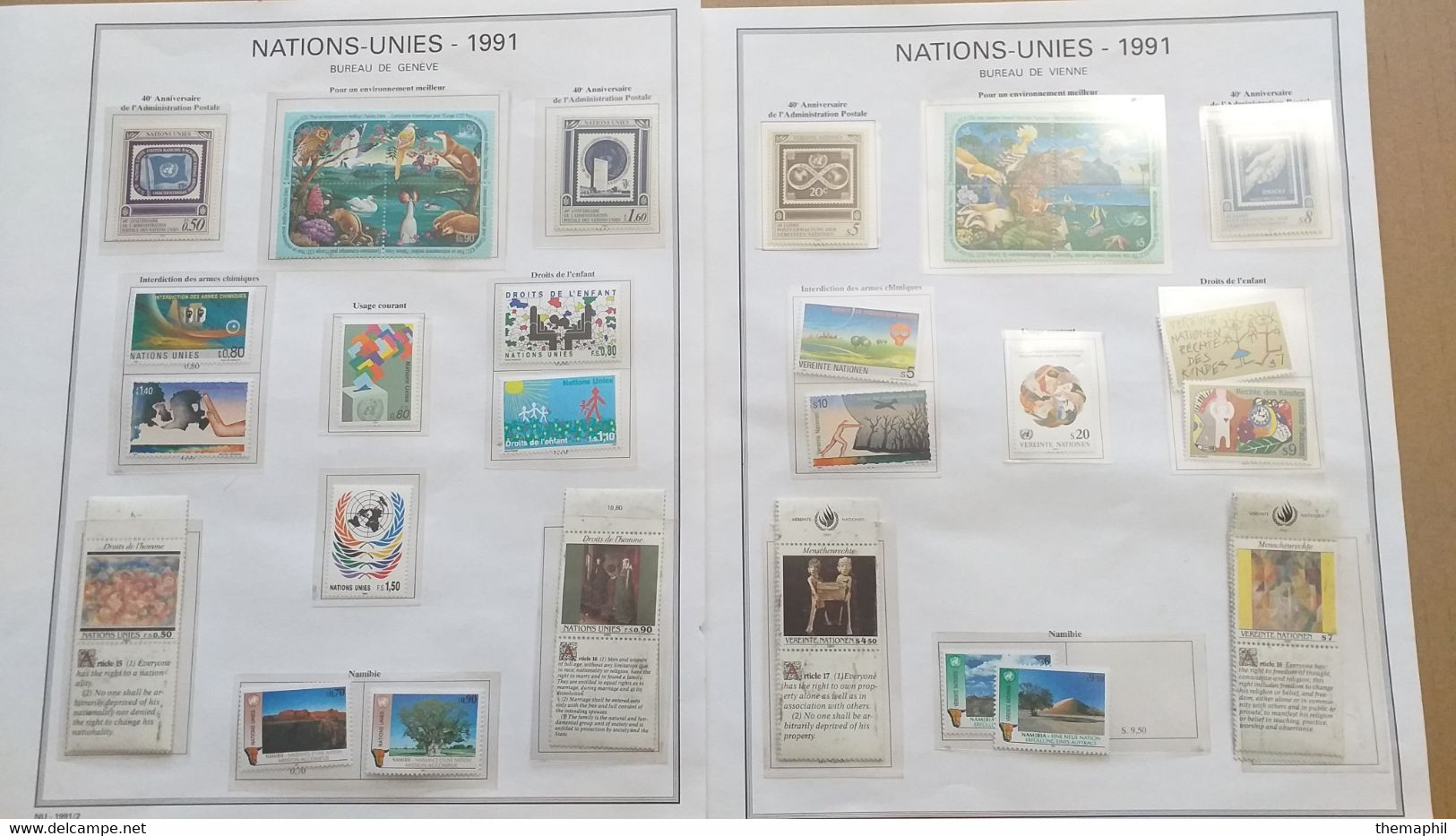 lot n° TH 311  NATIONS-UNIS collection dans un album neufs xx / x et qq sans gomme mais grande majorités neufs xx