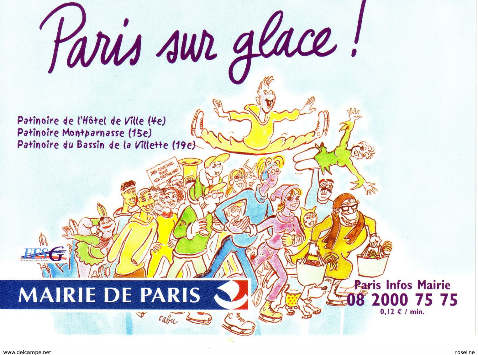 CABU  Ed Mairie De Paris-  Paris Sur Glace  -  Patinage Federation Française Des Sports De Glace  -  CPM  10.5x15  TBE - Cabu