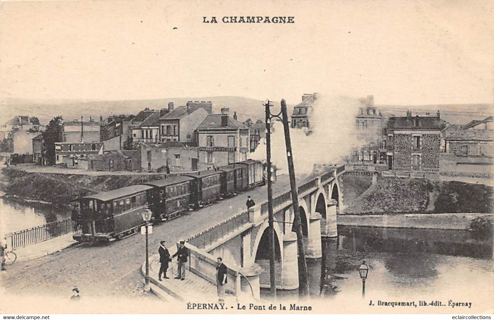 Epernay       51         Train Sur Le Pont De La Marne     (voir Scan) - Epernay