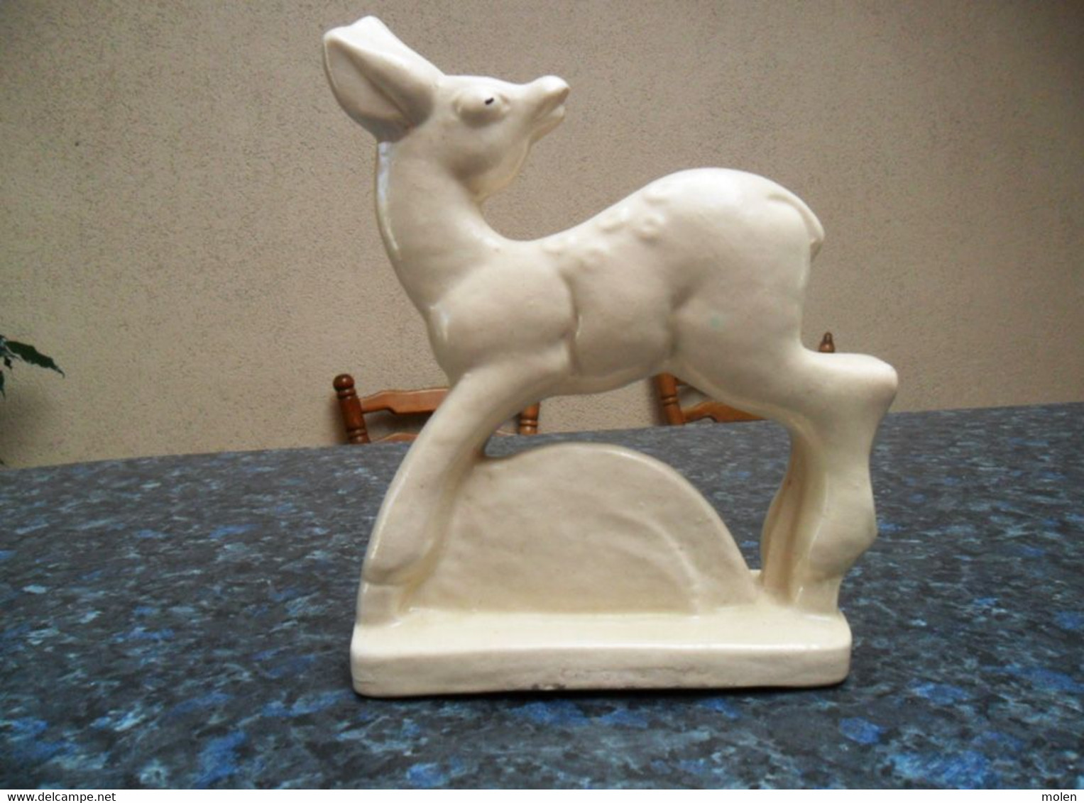 ANTIQUE ART DECO BICHE CERAMIQUE MONOCHROME BLANCHE * HINDE In ANTIEK KERAMIEK Statue ? Fontinelle Dax Lejean Boch? Z485 - Other & Unclassified