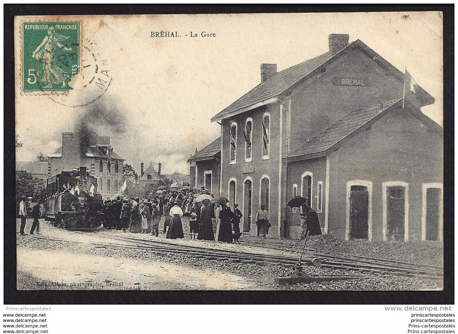 CPA 50 Inauguration Visite  ? Bréhal La Gare Et Le Train Tramway Ligne De Sourdeval - Avranches - Granville - St Lo - Brehal