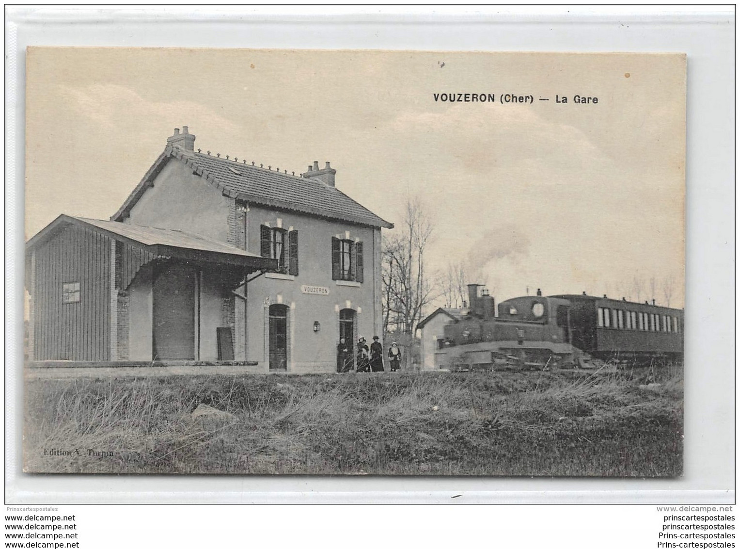 CPA 18 Vouzeron La Gare Et Le Train Tramway Ligne De Neuilly Vierzon - Vouzeron