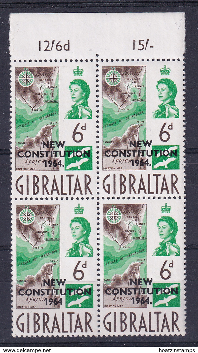 Gibraltar: 1964   New Constitution OVPT  SG179a   6d  [no Stop After '1964']   MNH - Gibraltar