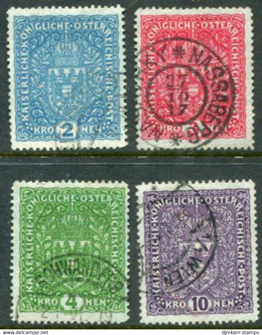 AUSTRIA 1917 Large Arms In Lighter Colours On Ordinary Paper, Used.  Michel 204-07 - Usati
