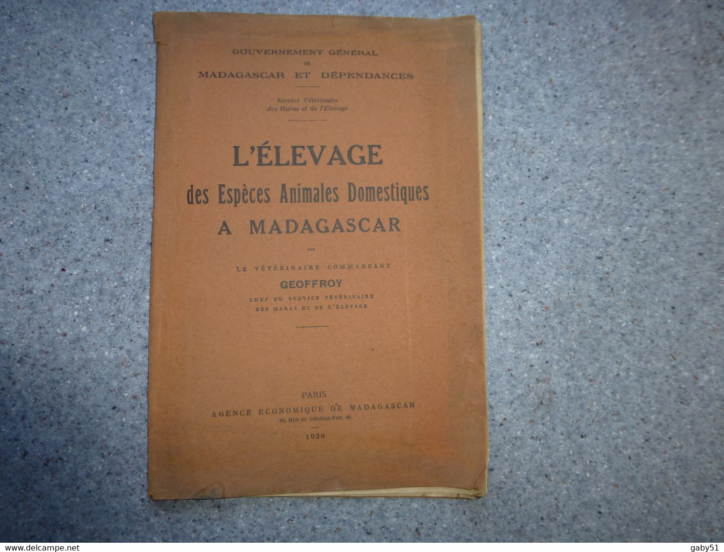 L'élevage Des Espèces Animales Domestiques à Madagascar, Geoffroy, 1930 ; L01 - 1901-1940