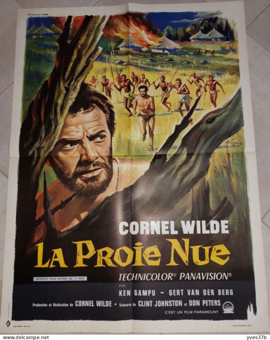 "La Proie Nue" Cornel Wilde, Ken Gampu...1965 - Affiche 60x80 - TTB - Plakate & Poster