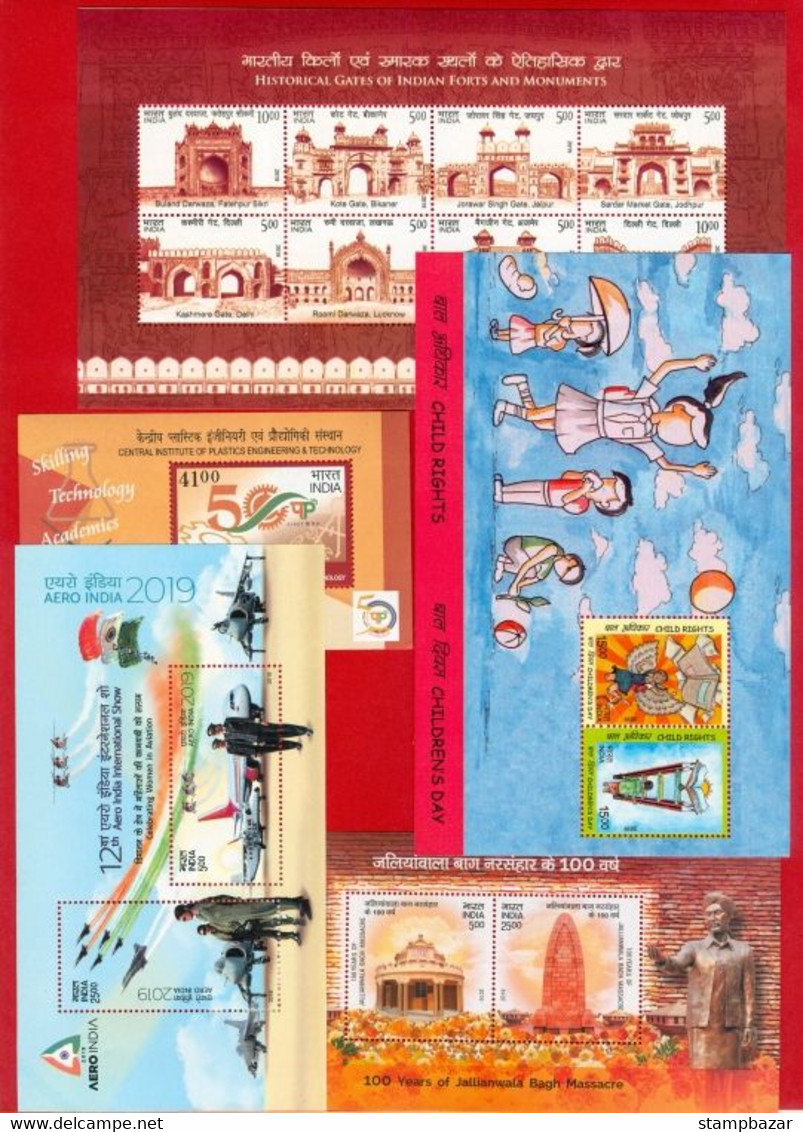 India 2019 Complete Set Miniature Sheets 20v Blocks Assorted Themes MNH - Full Years