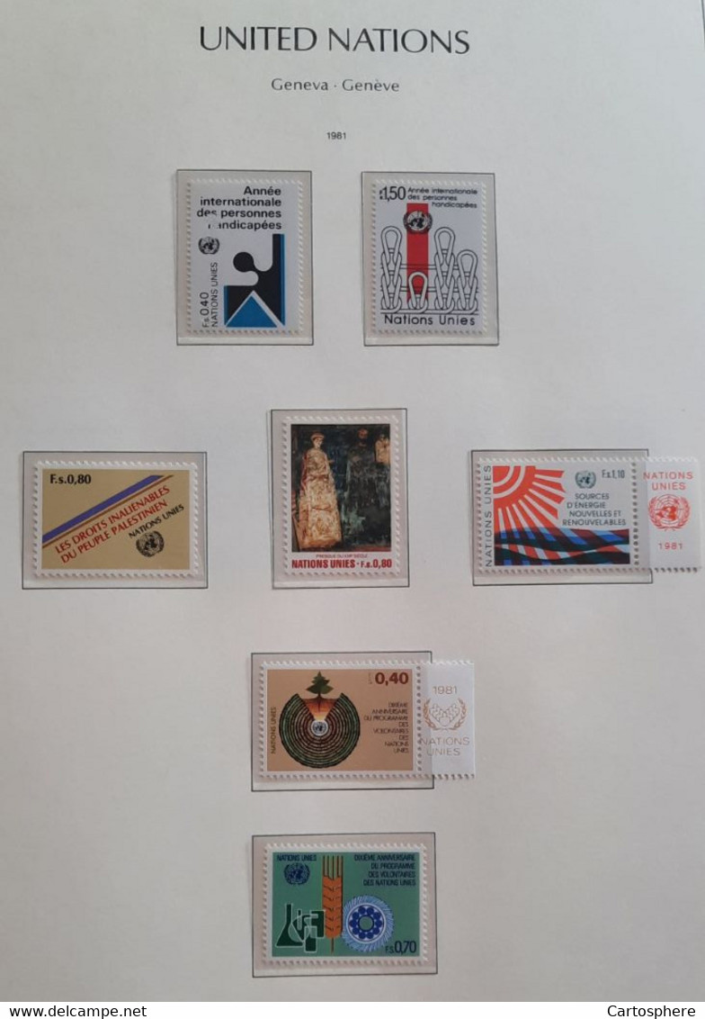 1980 1981  ONU UNO GENEVE -88/102 +bf MNH/*** LUXE NATIONS UNIES   **NEUFS**  UNITED NATIONS Annee Complète - Nuevos