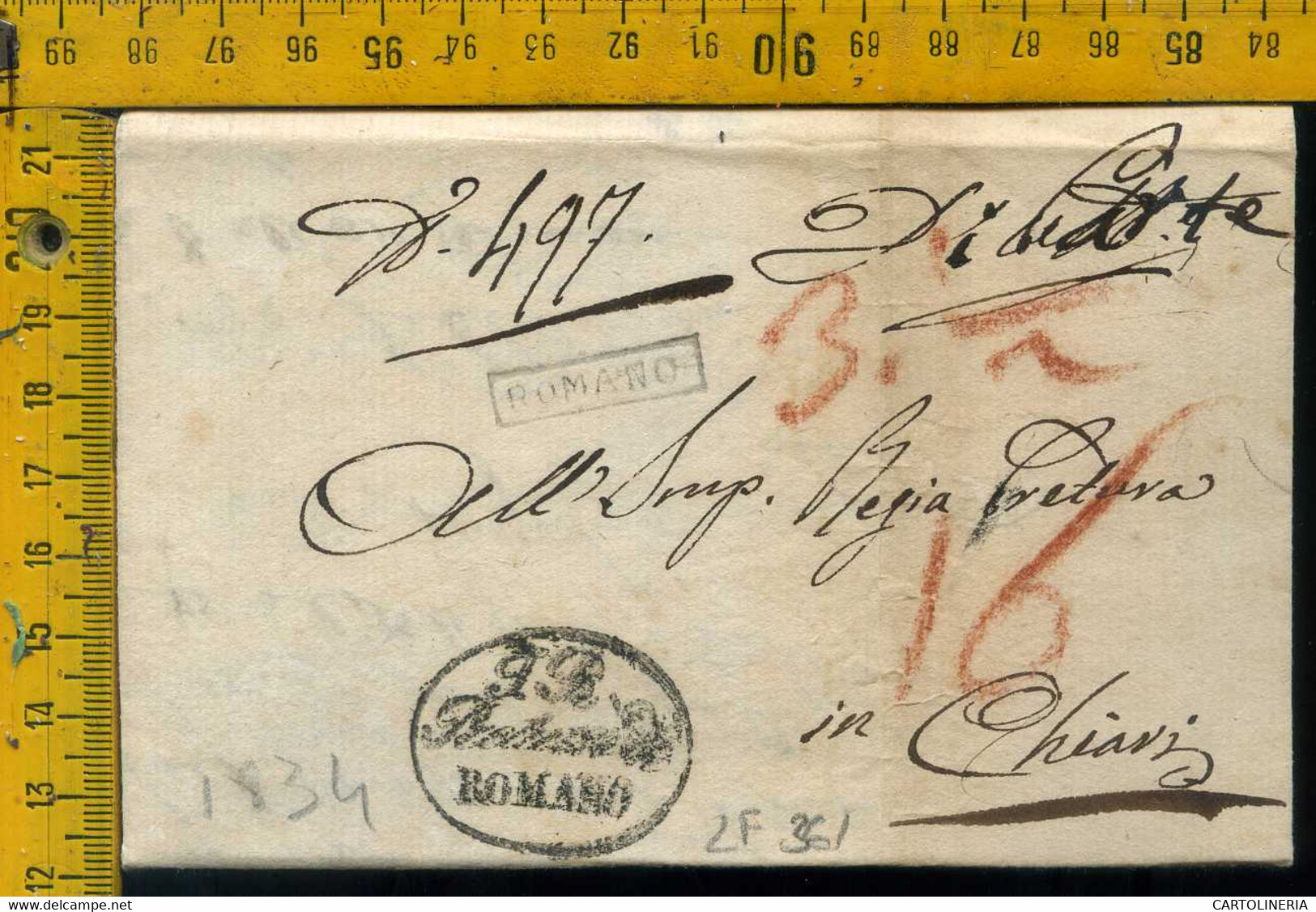 Piego Con Testo Romano Di Lombardia Bergamo Per Chiari Brescia - 1. ...-1850 Prephilately